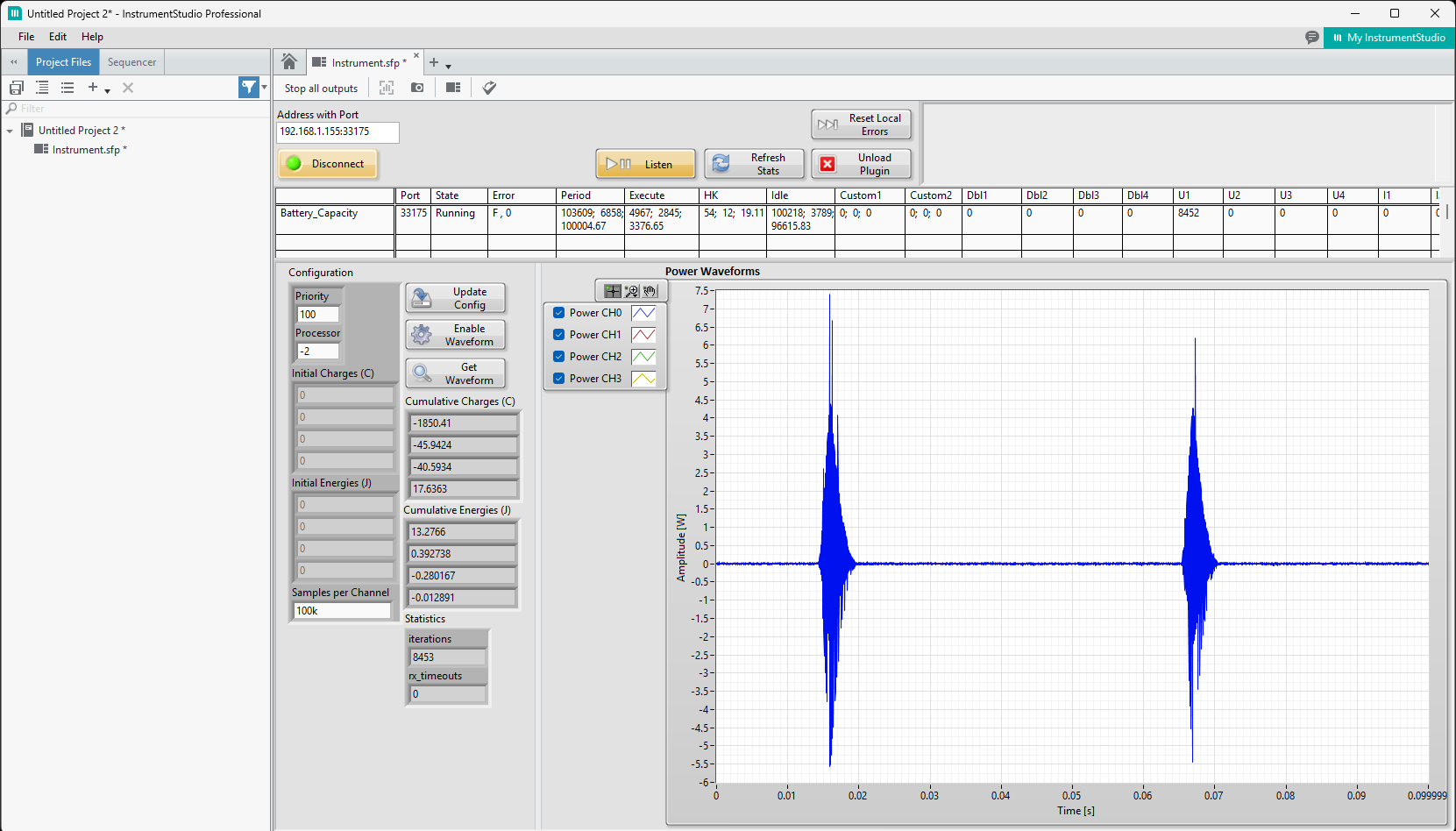 Interactive CIF plugin UI with live monitoring